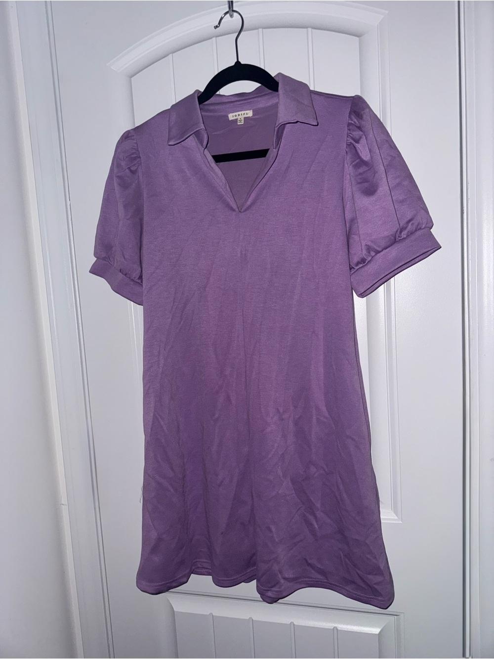 JODIFL Lavender Purple Puff Sleeve Collared Mini Dress S